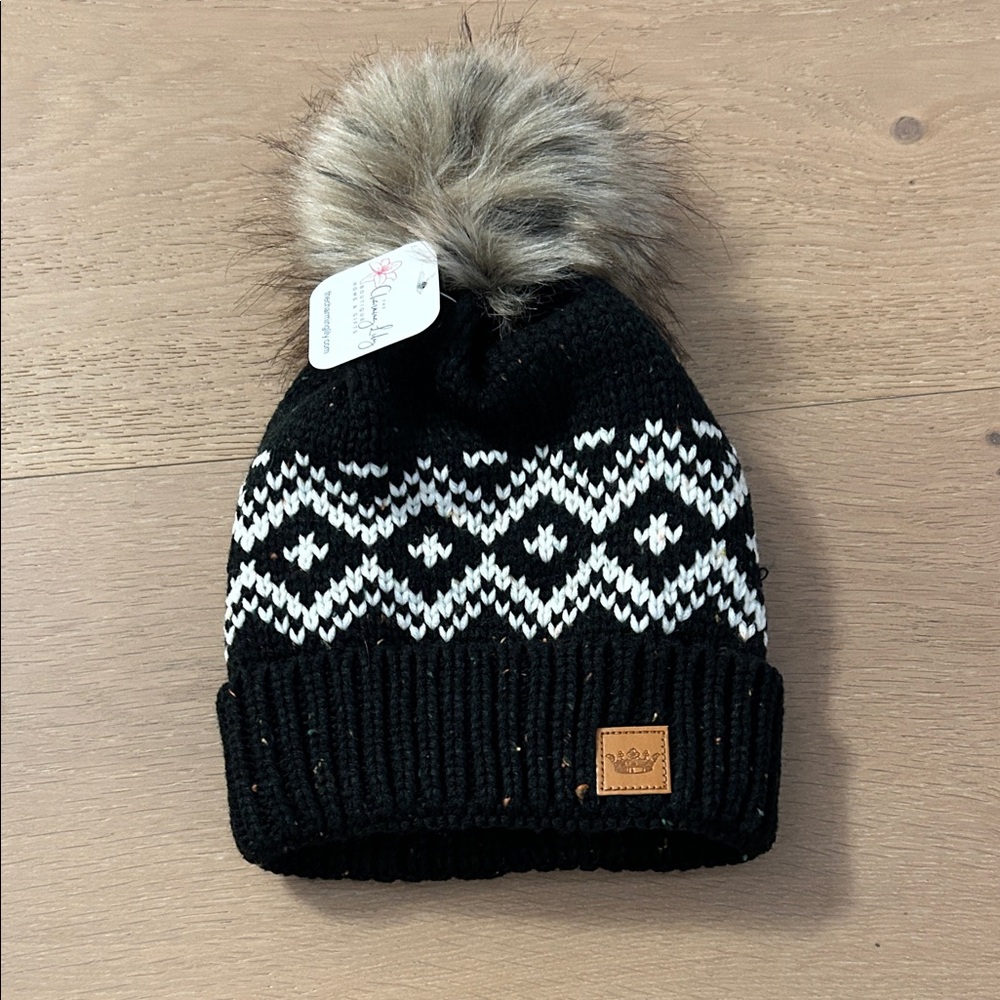 Black and White Pom-Pom Beanie